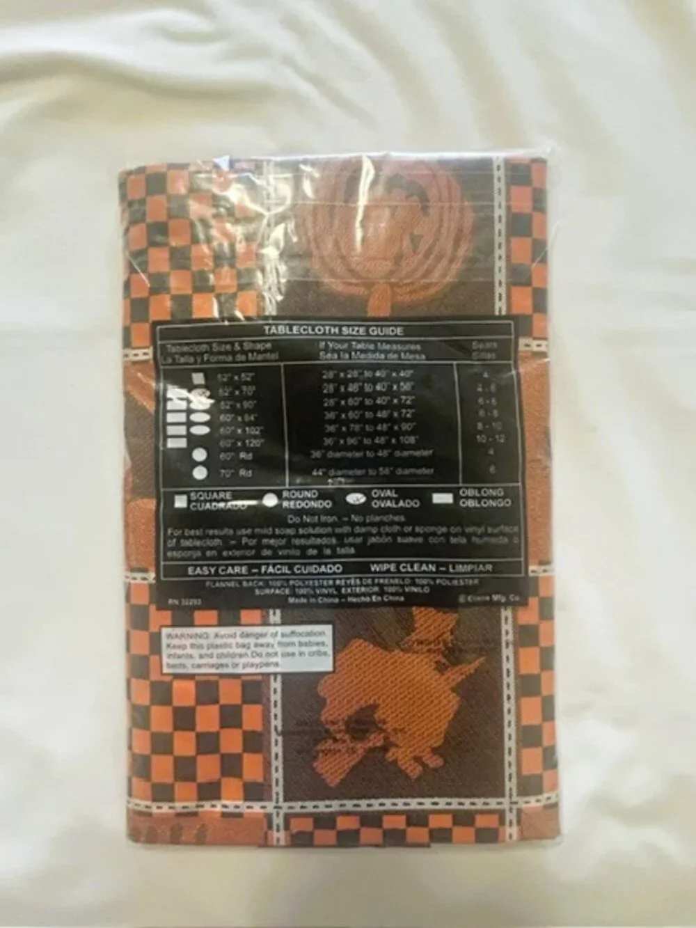 Halloween Table Cloth Haunted 52 x 70 in Oblong Vinyl  Polyester Backed